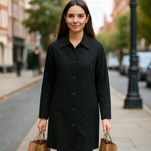 Esprit Lightweight Black Lined Classic Trench Coat Size Med